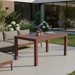 Juego Mesa De Jardin Plastico Rattan 140x80cm + 6 Sillas Chocolate