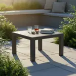 Mesa Ratona Plastica Cuadrada Simil Rattan 80x80x46cm Negra