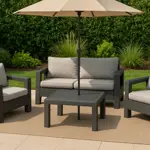 Mesa Ratona Plastica Cuadrada Simil Rattan 80x80x46cm Negra