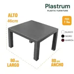 Mesa Ratona Plastica Cuadrada Simil Rattan 80x80x46cm Negra