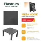 Mesa Ratona Plastica Cuadrada Simil Rattan 80x80x46cm Negra