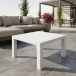Mesa Plástica Nook Exterior Ratona Simil Rattan 80x80x46cm - Blanco