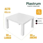 Mesa Plástica Nook Exterior Ratona Simil Rattan 80x80x46cm - Blanco