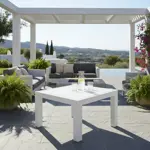 Mesa Plástica Nook Exterior Ratona Simil Rattan 80x80x46cm - Blanco