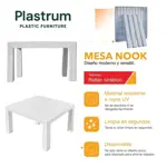 Mesa Plástica Nook Exterior Ratona Simil Rattan 80x80x46cm - Blanco