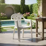 Juego 4 Sillas De Plastico Jardin Reforzadas Con Apoyabrazos Moon Blanca