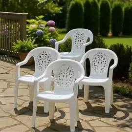 Juego 4 Sillas De Plastico Jardin R...