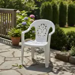 Juego 6 Sillas De Plastico Jardin Reforzadas Con Apoyabrazos Moon Blanca