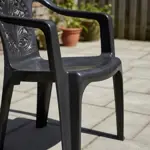 Juego 5 Sillas De Plastico Jardin Reforzadas Con Apoyabrazos Moon Negras