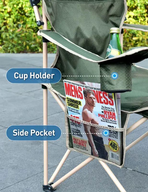 Silla Camping Docusvect con Sombrilla Adulto Verde Oliva