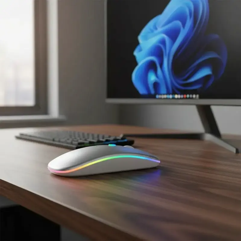 Mouse Inalámbrico Global Laptops Rgb Gl bt52rgb Dual Model Silver