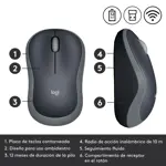 Mouse inalámbrico Logitech M185 gris con receptor nano