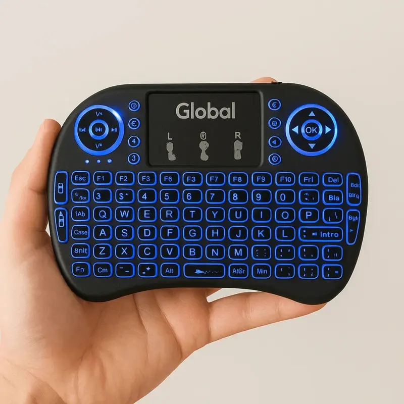 Mini Teclado Inalambrico Retroiluminado Con Touch Pad Para Smart Tv Android Pc Global