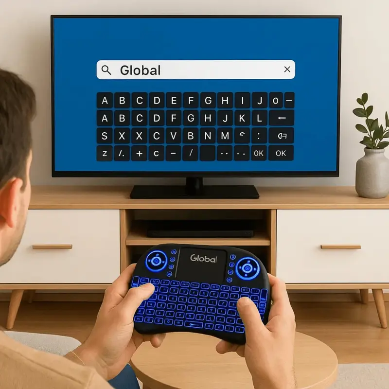 Mini Teclado Inalambrico Retroiluminado Con Touch Pad Para Smart Tv Android Pc Global