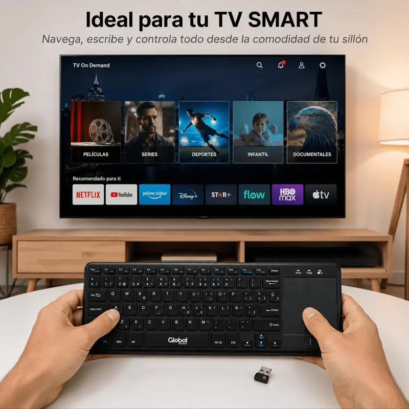 Teclado Inalámbrico Touchpad K601 2.4GHz Pilas AAA