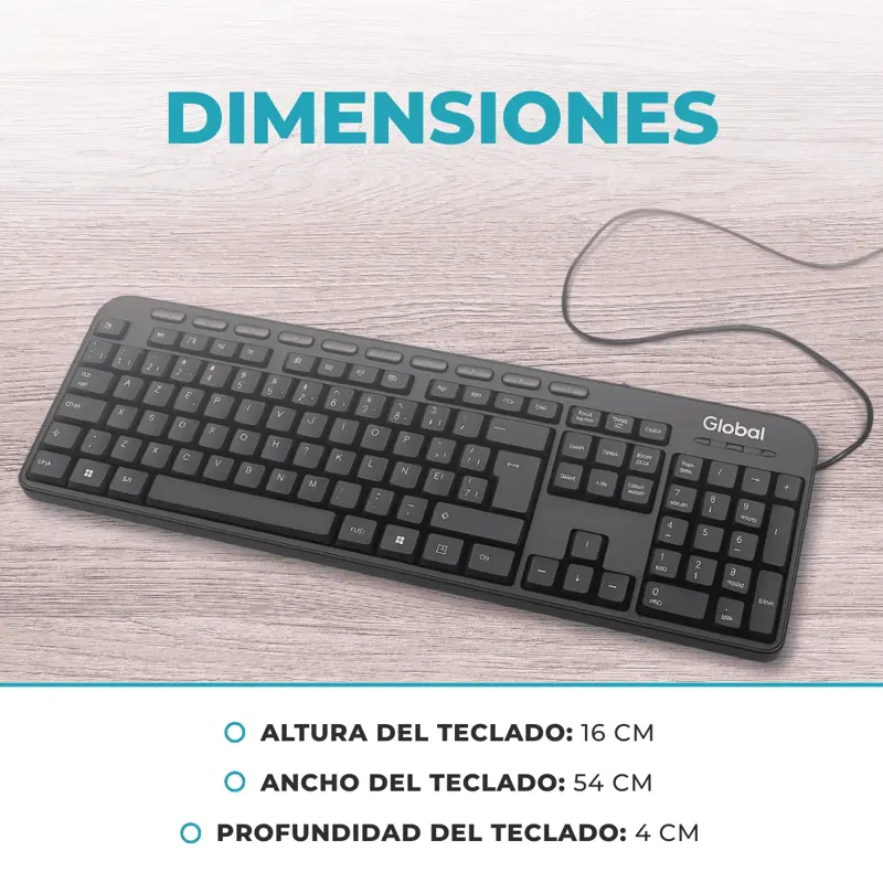 Teclado Multimedia K227 Con Cable Usb Global