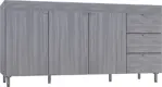 Bajo Mesada 4002 - 160x80x47cm, 3 Puertas, 3 Cajones, Melamina, Jacarandá