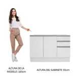 Bajo Mesada Madesa Glamy Mueble Cocina 2 Puertas 3 Cajones