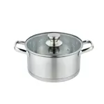 Batería Cocina 7 Piezas Acero Inoxidable Triple Fondo Tapa Vidrio