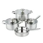 Batería Cocina 7 Piezas Acero Inoxidable Triple Fondo Tapa Vidrio