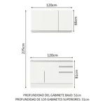 Combo de Cocina Alacena + Bajo Mesada + Bacha Madesa Glamy 120cm