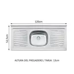 Combo de Cocina Alacena + Bajo Mesada + Bacha Madesa Glamy 120cm