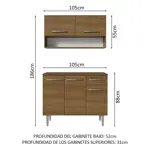 Combo De Cocina Emilly Bajo Mesada Con Mesada Y Alacena Con Especiero / Nicho 105 Cm Cocina