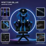 Silla Gamer Aliver Raptor Con Masajeador Y Apoya Pies Ng-Az