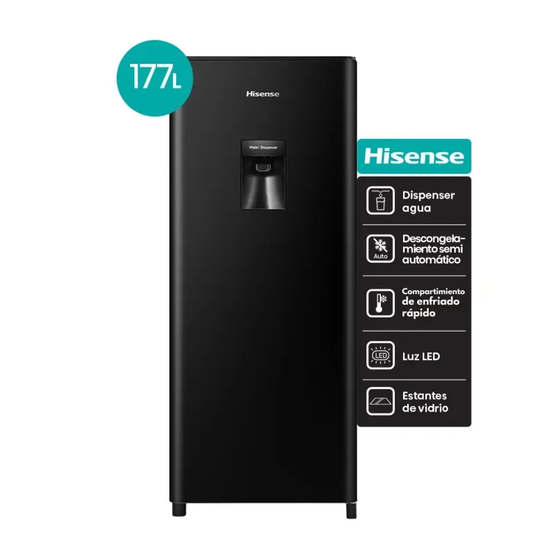 Heladera Negra Heladera Black 230L Single Door con Congelador - HISENSE HELADERA CON ...