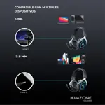Headset gamer Aimzone Negro micrófono desmontable AZ709