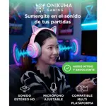 Auriculares Onikuma K9 Orejas Gato RGB Con Micrófono Rosa