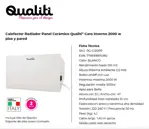 Panel Calefactor Eléctrico Radiador Ceramico Qualiti 2000w con Patas