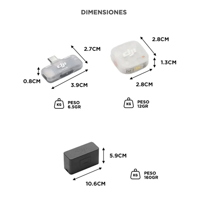 Mic Mini 2S DJI (1 TX + 1 RX Móvil Para Celulares USB C + Estuche De Carga)