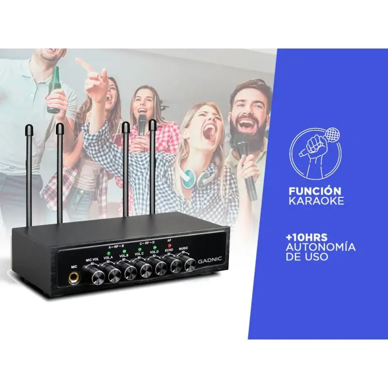 Micrófono Inalambrico Profesional Gadnic BT408 Bluetooth UHF