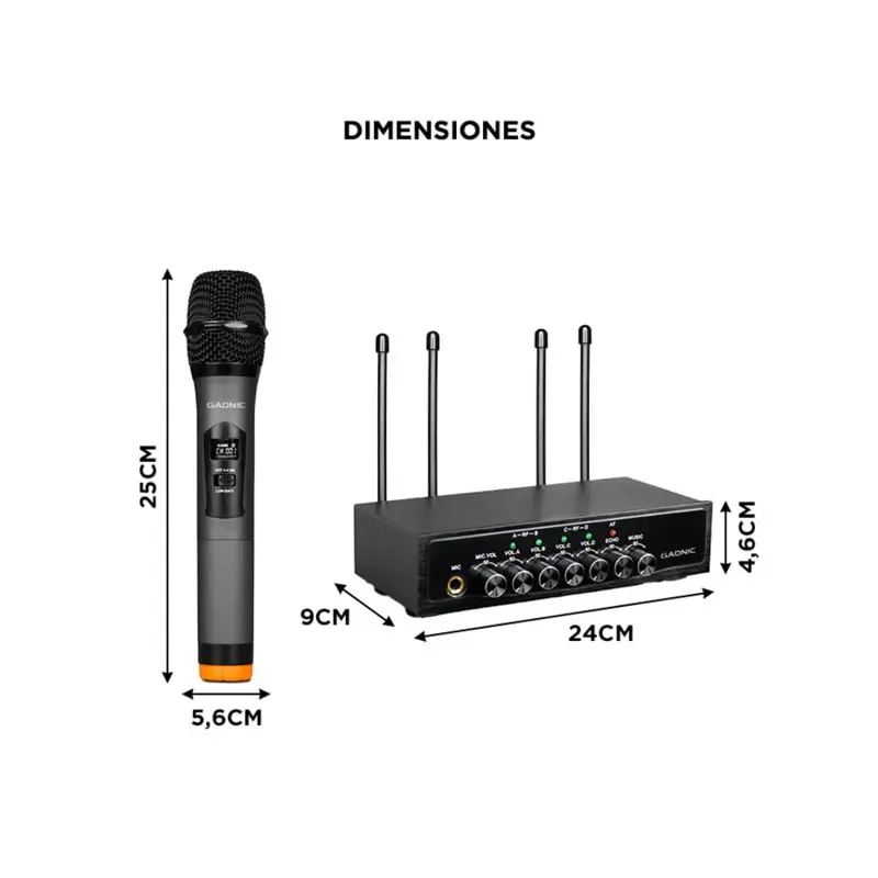 Micrófono Inalambrico Profesional Gadnic BT408 Bluetooth UHF