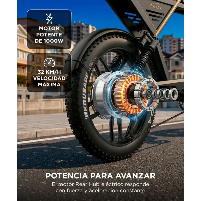 Bicicleta Eléctrica NAVEE KG05 E Bike Motor 1000W Autonomía 60 Km Velocidad Máxima 32 km/h