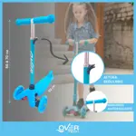 Monopatin Overtech Mini-881 Con Luces Led Infantil Niños Reforzado Rosa Claro
