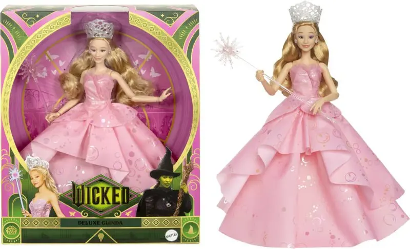 Muñeca moderna Mattel Universal Wicked Deluxe Glinda con acceso.