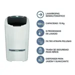 Lavarropas Semiautomático QBICO 10 kg 6 Funciones Sistema de lavado oriental Blanco Codini - 8052