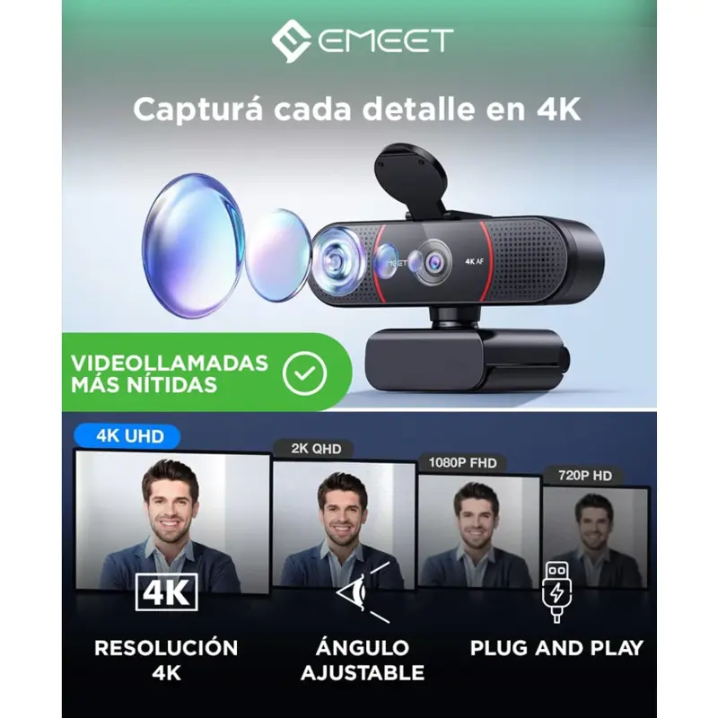 Cámara Web Emeet C960 4k Enfoque Automático 1080p