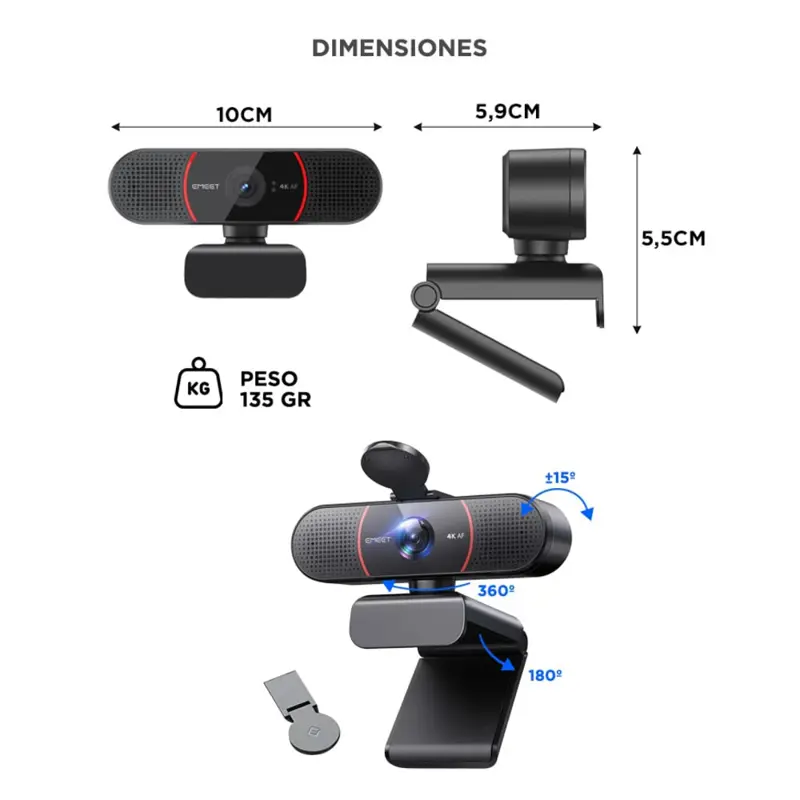 Cámara Web Emeet C960 4k Enfoque Automático 1080p