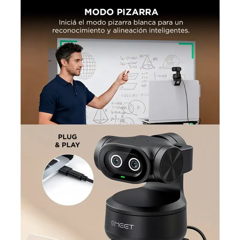 Cámara Web EMEET Pixy Chip IA Doble Lente Seguimiento Inteligente Enfoque Automático