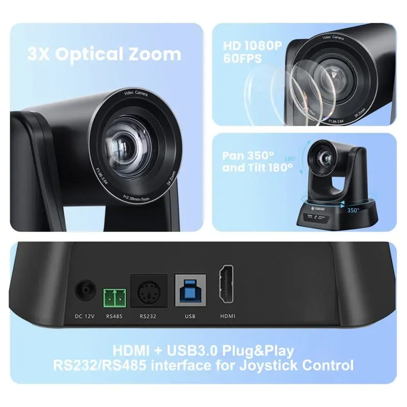 Cámara PTZ 3X Zoom óptico 1080P 60 Tongveo | Megatone