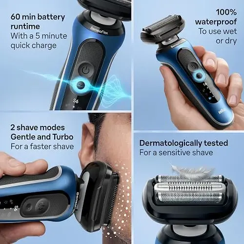 Afeitadora Eléctrica Braun Hombre Recargable Precision Azul