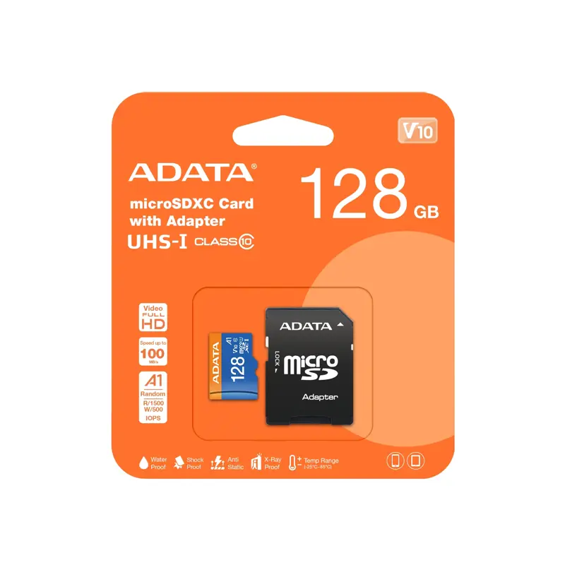 Tarjeta De Memoria MicroSD ADATA 128GB UHS I Clase 10 AUSDX128GUICL10A1 RA1
