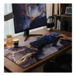 Mouse Pad Gamer Marmol Xxl Tecno4u 90x40 Cm Azul Dorado Mármol