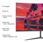 Monitor Gamer Level Up 27 Curvo 200Hz 1ms Full HD LED