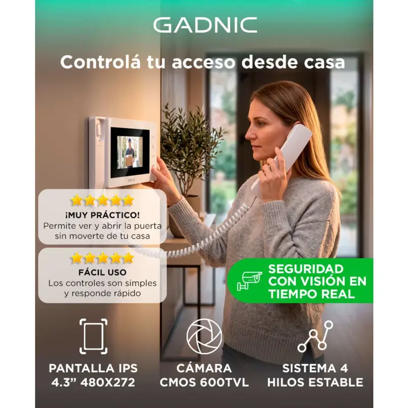 Kit Portero Gadnic Monitor IPS 4.3 Pulgadas Resolucion 480 x 272