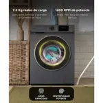 Lavarropas Automatico Gadnic 7.5 Kg Carga Frontal 14 Programas Inverter 1200 RPM Gris Oscuro