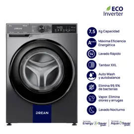 Lavarropas Carga Frontal Inverter 7,5 Kg Gris  Lfdr0...